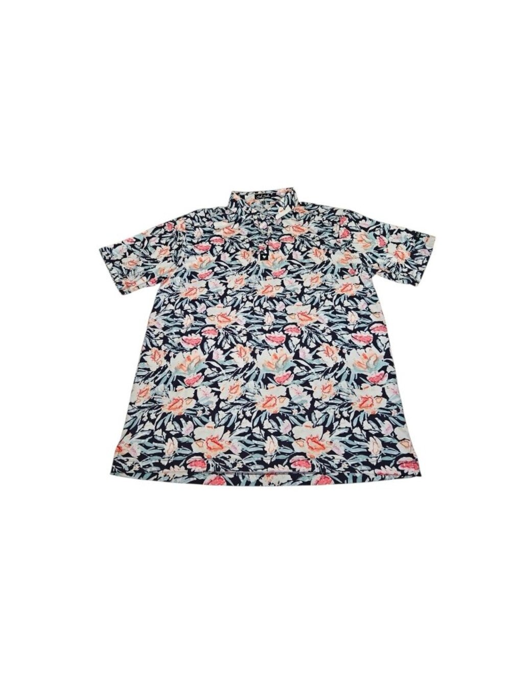 Bad Birdie Floral Performance Polo Shirt Golf Men's XL Tropical Hawaiian EUC